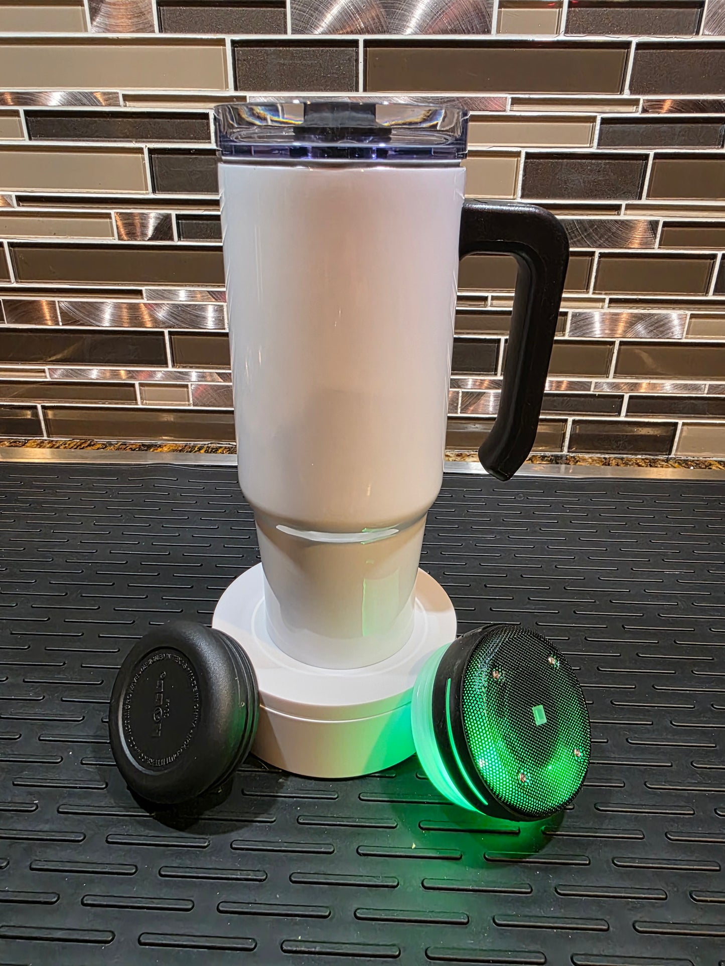 30oz WHITE Stainless Steel Bluetooth Tumbler