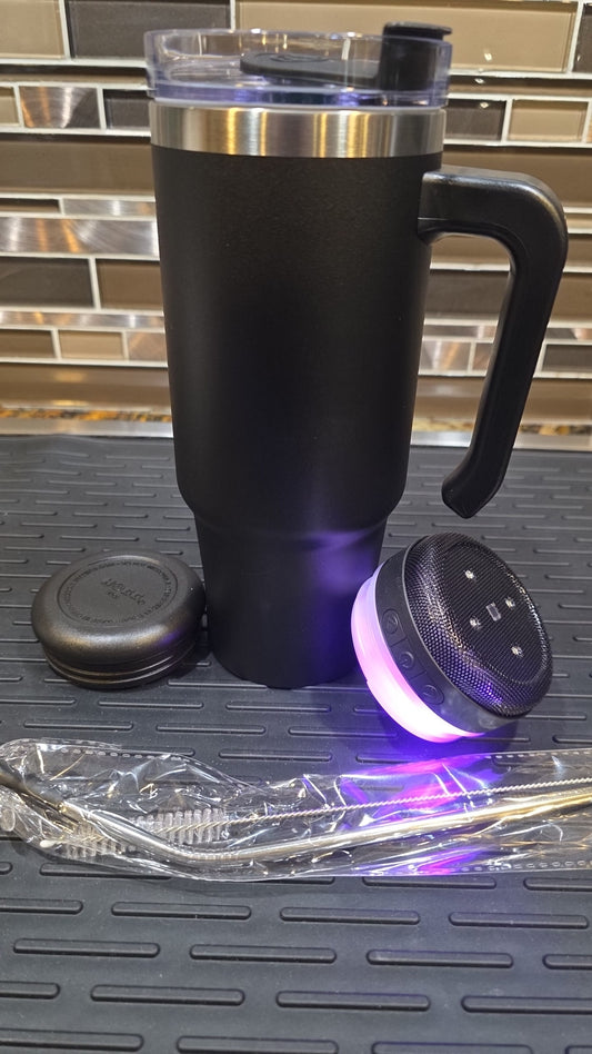30oz BLACK Stainless Steel Bluetooth Tumbler