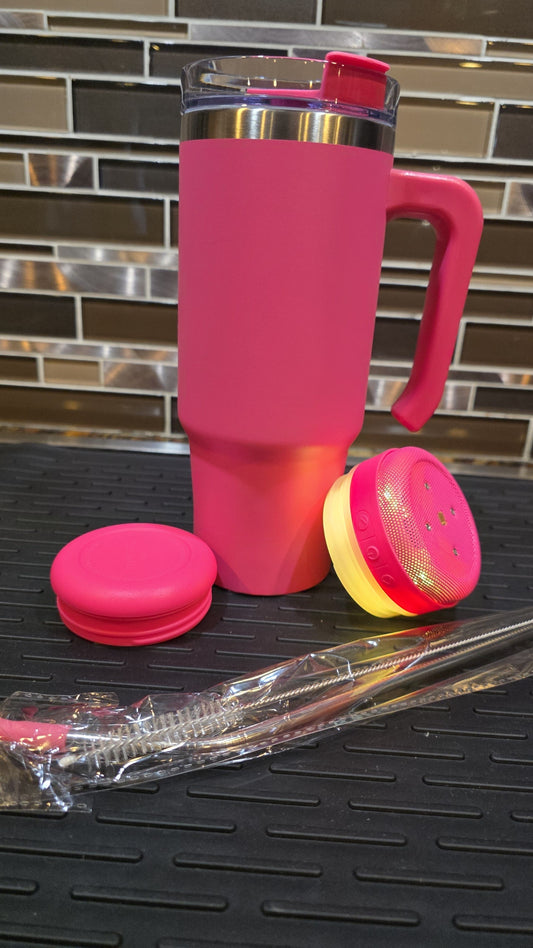 30oz PINK Stainless Steel Bluetooth Tumbler